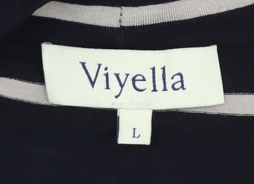 Viyella Women's Black Striped Wrap Top - Large
