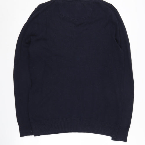 Fat Face Men's Blue Medium Pullover Jumper V-Neck