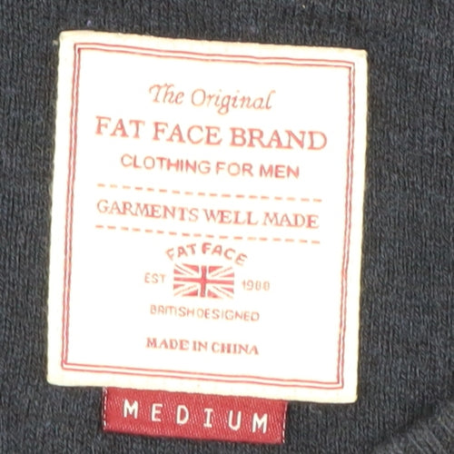 Fat Face Men's Blue Medium Pullover Jumper V-Neck