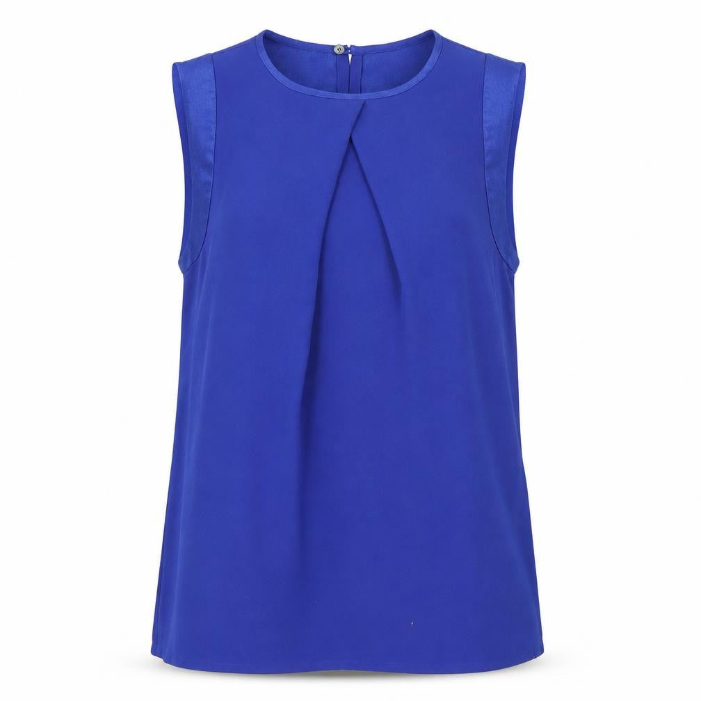 Front view of L.K. Bennett Women's Blue Sleeveless Top, size 8