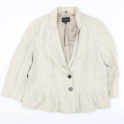 Hobbs Women's Beige Blazer Size 16 - Linen Two-Button