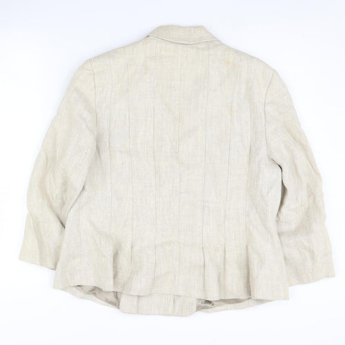 Hobbs Women's Beige Blazer Size 16 - Linen Two-Button