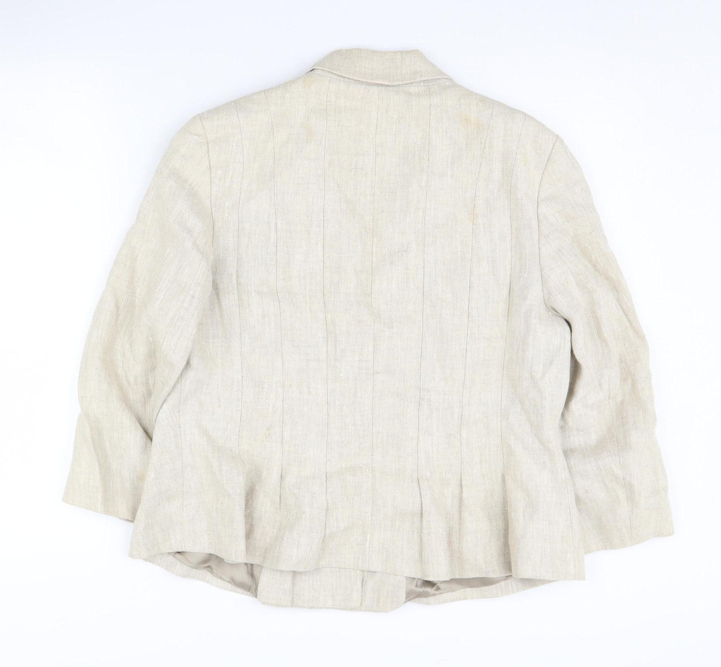 Hobbs Women's Beige Blazer Size 16 - Linen Two-Button