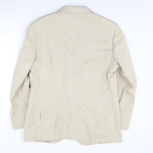 Jaeger Men's Beige Silk Linen Blazer, Size 40S