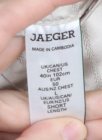 Jaeger Men's Beige Silk Linen Blazer, Size 40S