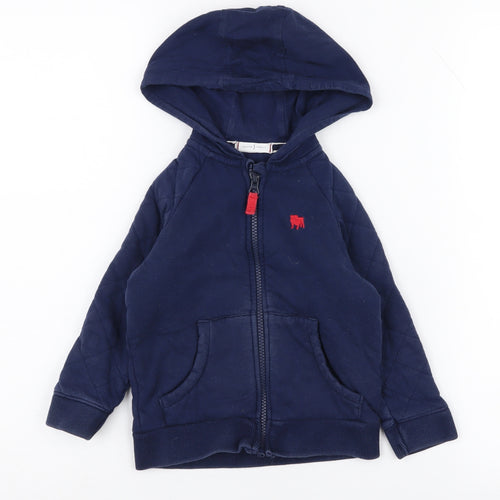 Junior J Boys Blue Full Zip Hoodie 2-3 Years, Logo Accent