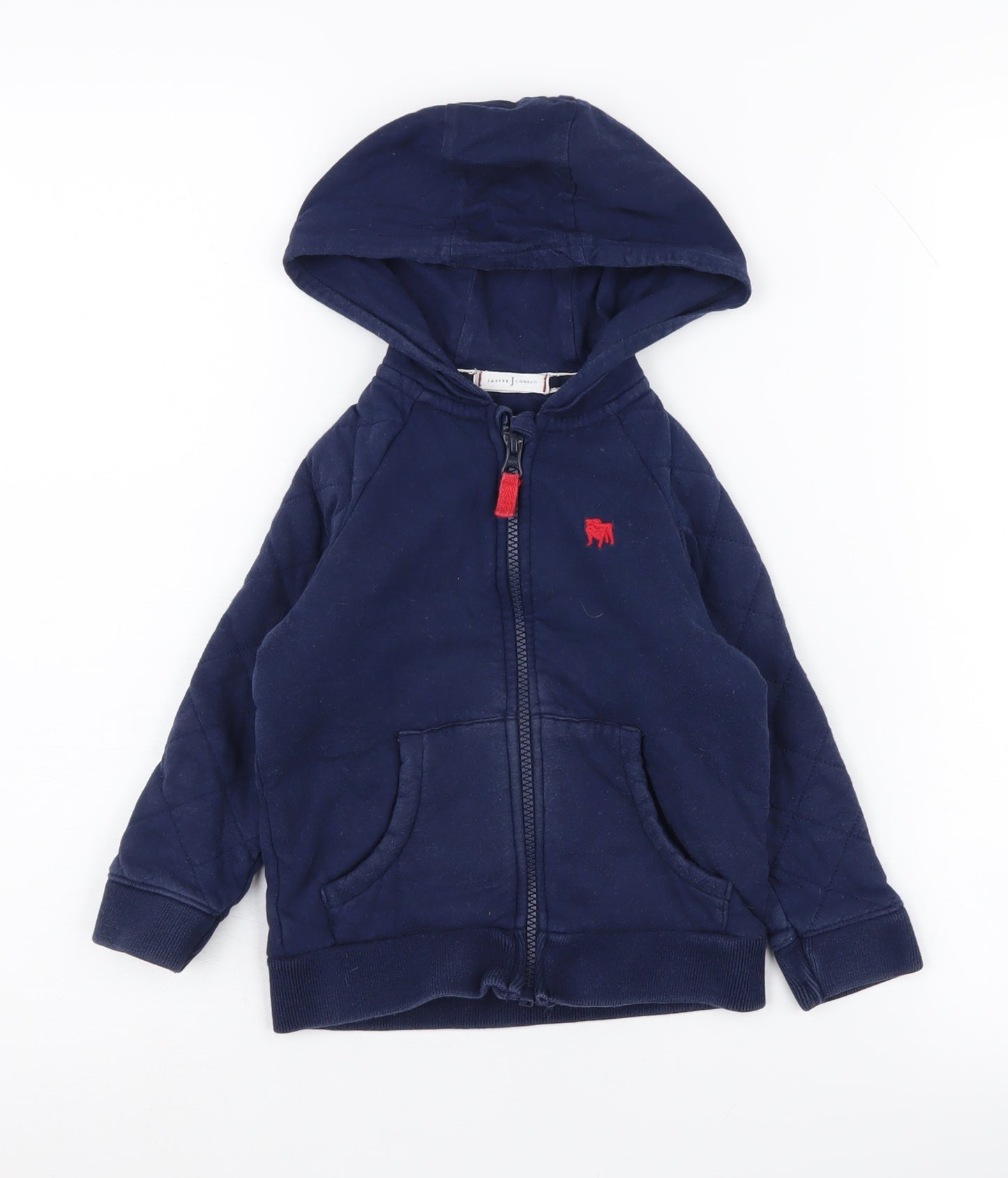 Junior J Boys Blue Full Zip Hoodie 2-3 Years, Logo Accent