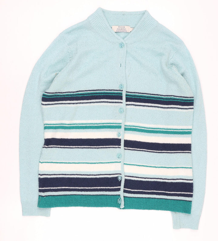 Honor Millburn Women's Blue Striped Cardigan M