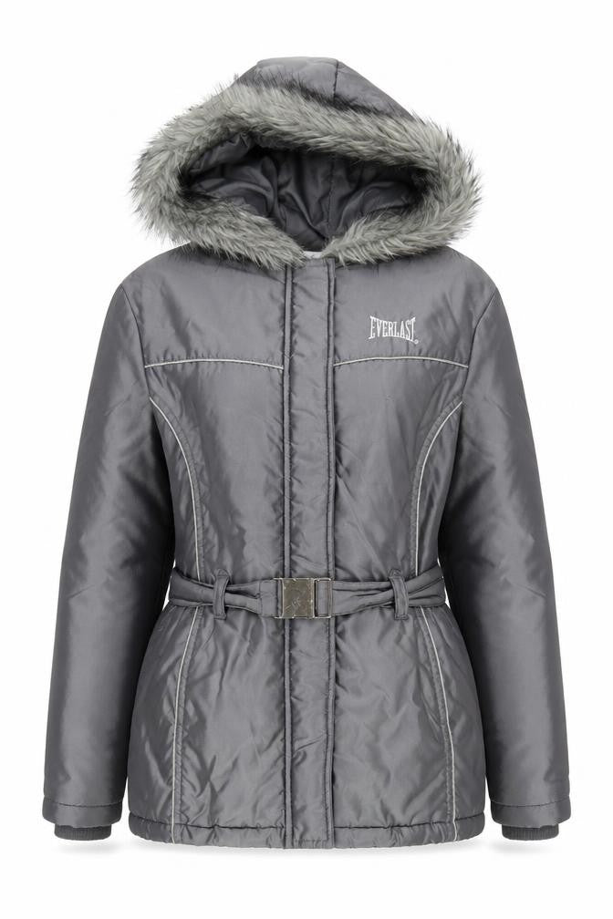 Front view of Everlast Women’s Grey Parka Jacket, size UK 10