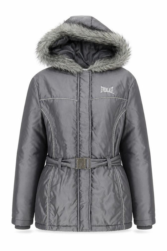 Front view of Everlast Women’s Grey Parka Jacket, size UK 10