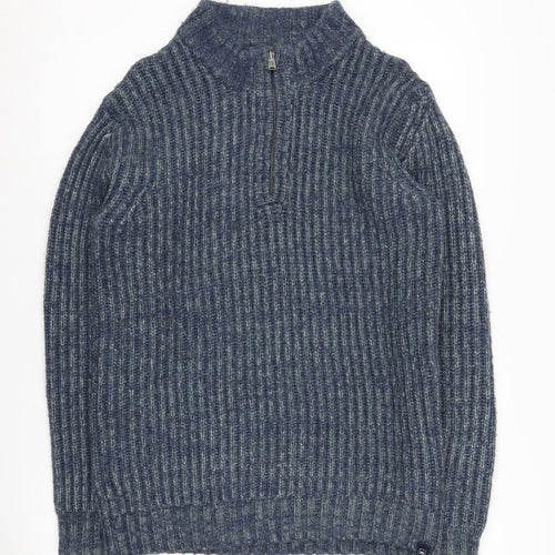 Fat Face Womens Blue Mock Neck Jumper S Acrylic Wool Blend