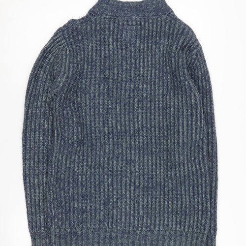 Fat Face Womens Blue Mock Neck Jumper S Acrylic Wool Blend