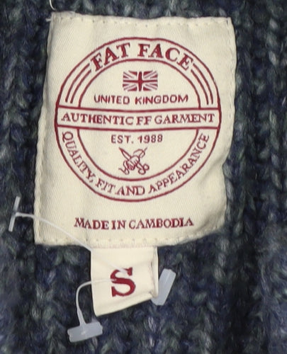 Fat Face Womens Blue Mock Neck Jumper S Acrylic Wool Blend
