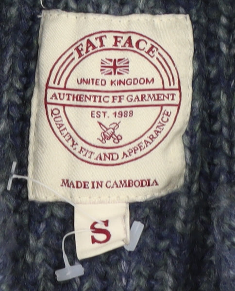 Fat Face Womens Blue Mock Neck Jumper S Acrylic Wool Blend