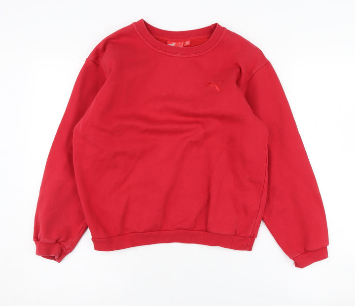 Puma Boys Red Sweatshirt, 12-13 Years, Crew Neck Pullover