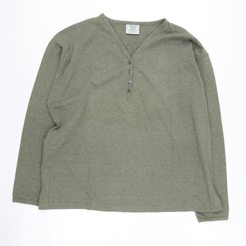 Laura Ashley Women's Green V-Neck Long Sleeve T-Shirt