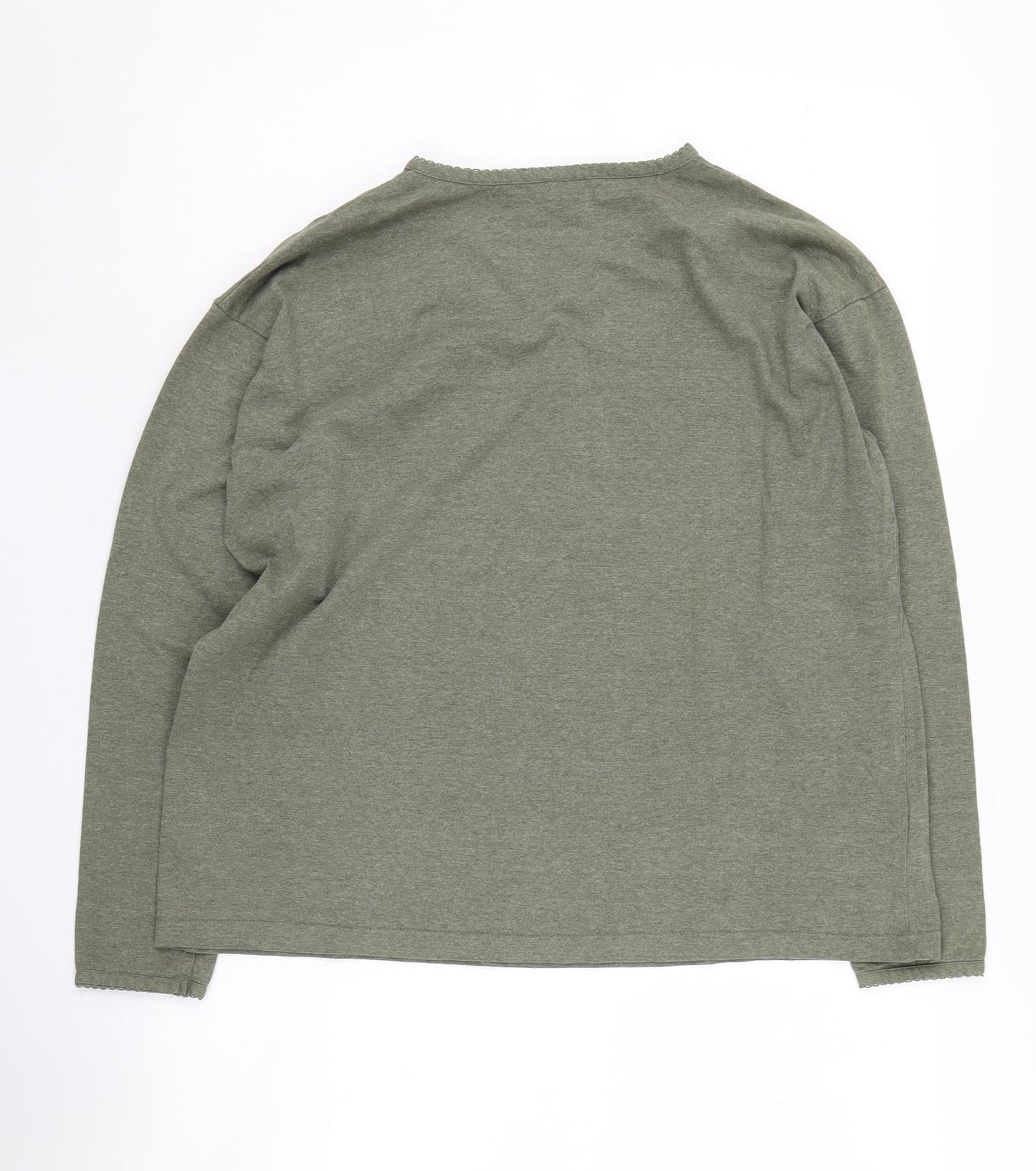 Laura Ashley Women's Green V-Neck Long Sleeve T-Shirt