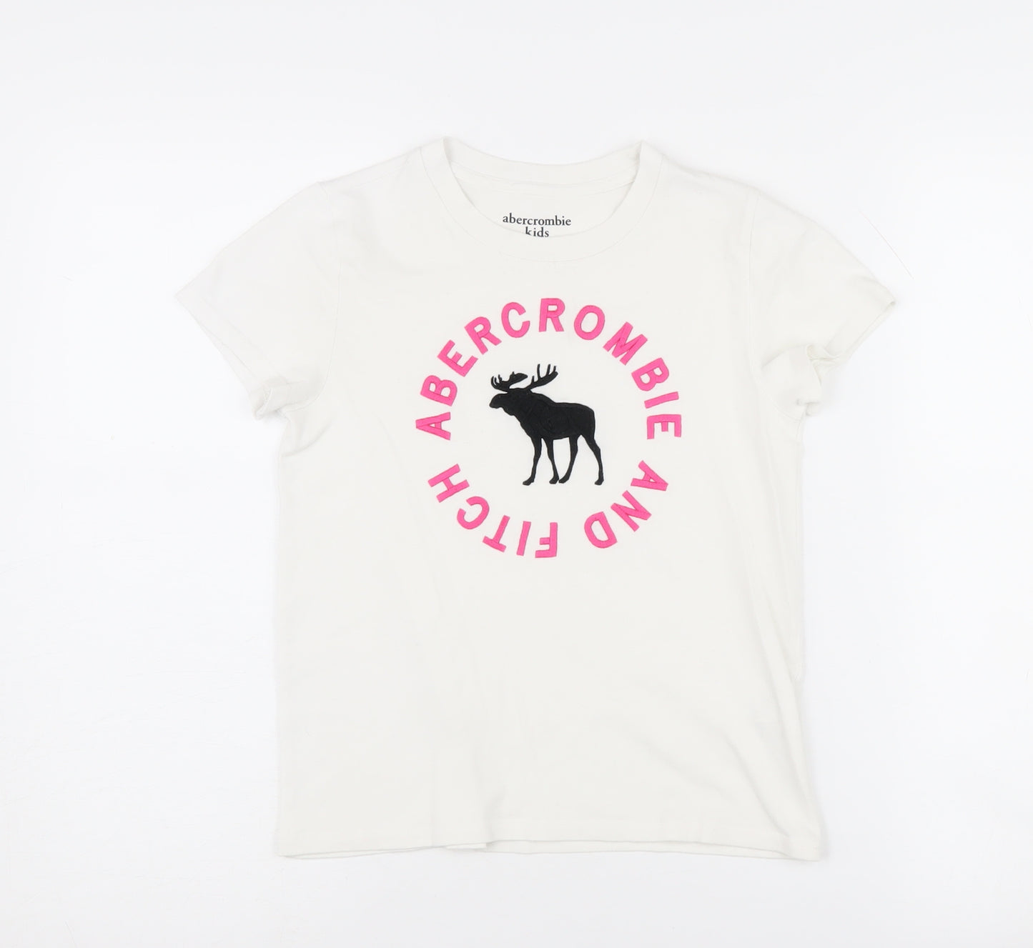 Abercrombie & Fitch Kids Girls White Logo T-Shirt 7-8 Years