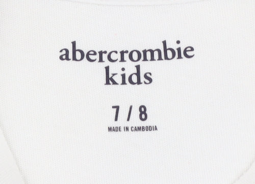 Abercrombie & Fitch Kids Girls White Logo T-Shirt 7-8 Years