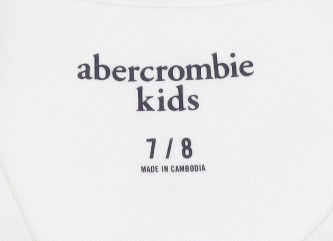 Abercrombie & Fitch Kids Girls White Logo T-Shirt 7-8 Years