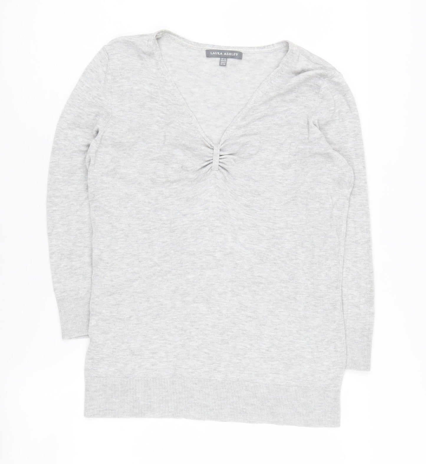 Laura Ashley Women's Grey V-Neck Jumper Size 12