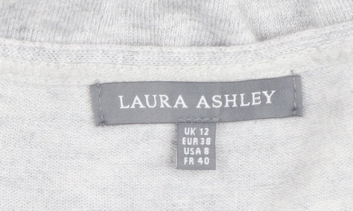 Laura Ashley Women's Grey V-Neck Jumper Size 12