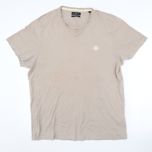Henri Lloyd Men's Beige XL Cotton T-Shirt, Logo Accent