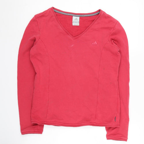 Adidas Women's Red Sweatshirt Size 12, V-Neck Casual