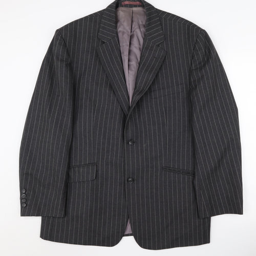 Jaeger Men's Grey Striped Slim Suit Jacket 44S