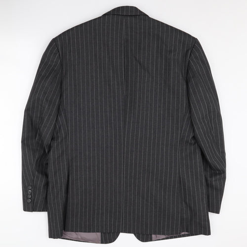 Jaeger Men's Grey Striped Slim Suit Jacket 44S