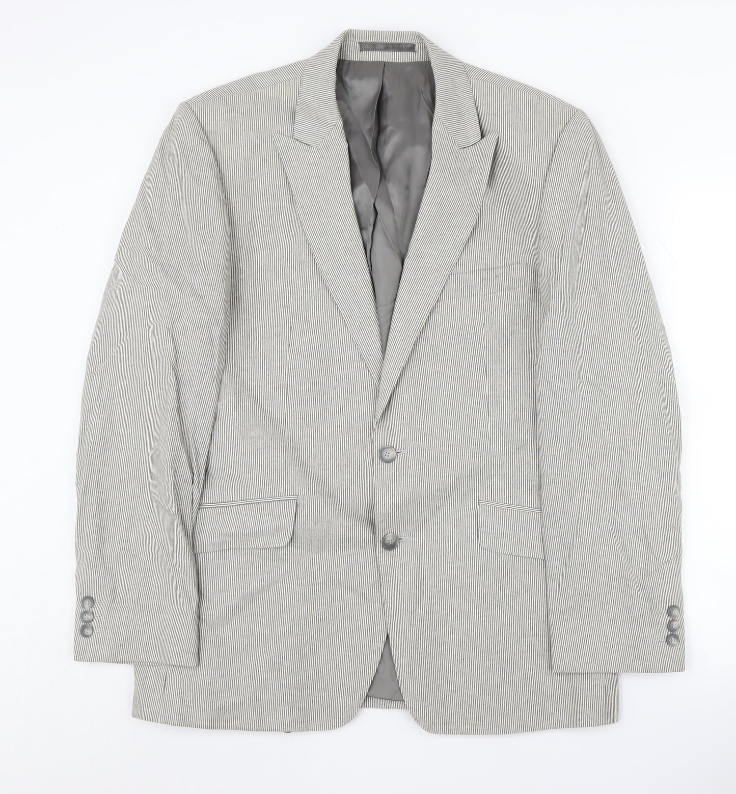 STVDIO Jeff Banks Men’s Grey Striped Blazer 40 Regular