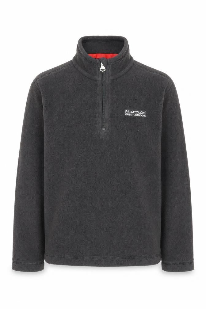 Front view of Regatta boys’ grey 1/2 zip fleece sweatshirt 9-10 years