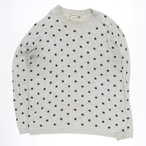 Whistles Women's Grey Star Pattern Pullover Jumper, Size 10