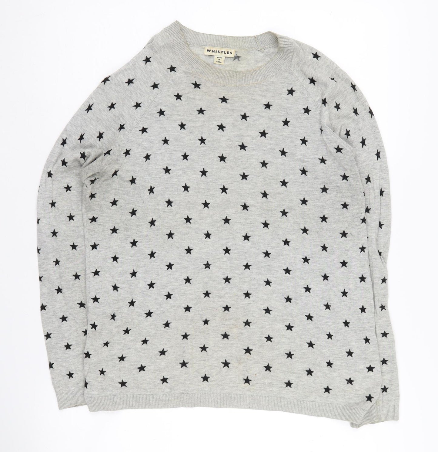 Whistles Women's Grey Star Pattern Pullover Jumper, Size 10