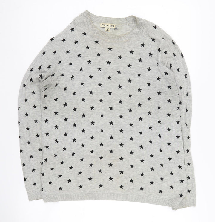 Whistles Women's Grey Star Pattern Pullover Jumper, Size 10
