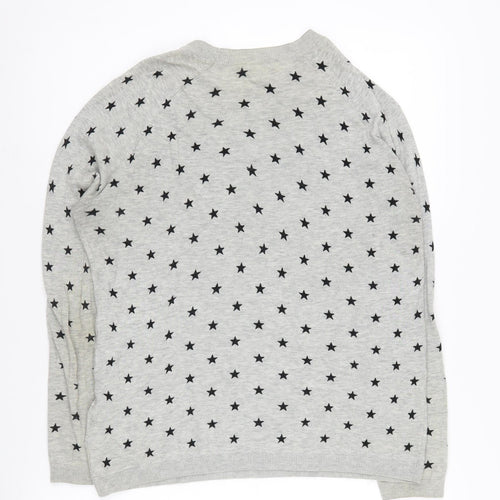 Whistles Women's Grey Star Pattern Pullover Jumper, Size 10