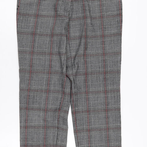 Massimo Dutti Women's Grey Plaid Regular Trousers