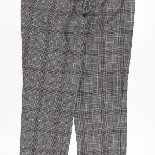 Massimo Dutti Women's Grey Plaid Regular Trousers