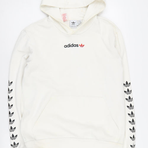 Adidas Boys' Ivory Logo Pullover Hoodie, Size 16, Casual Style