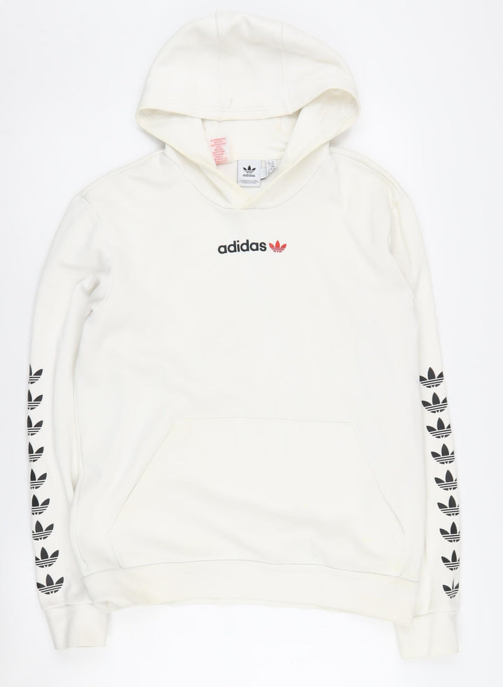 Adidas Boys' Ivory Logo Pullover Hoodie, Size 16, Casual Style