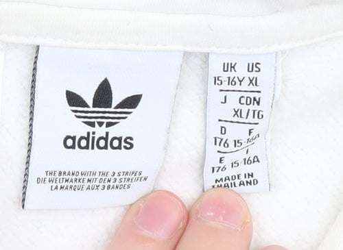 Adidas Boys' Ivory Logo Pullover Hoodie, Size 16, Casual Style