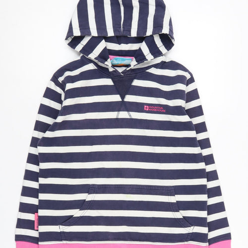 Mountain Warehouse Girls Striped Hoodie Blue 11-12 Years
