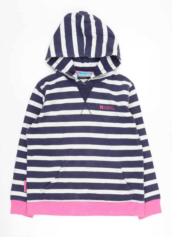 Mountain Warehouse Girls Striped Hoodie Blue 11-12 Years