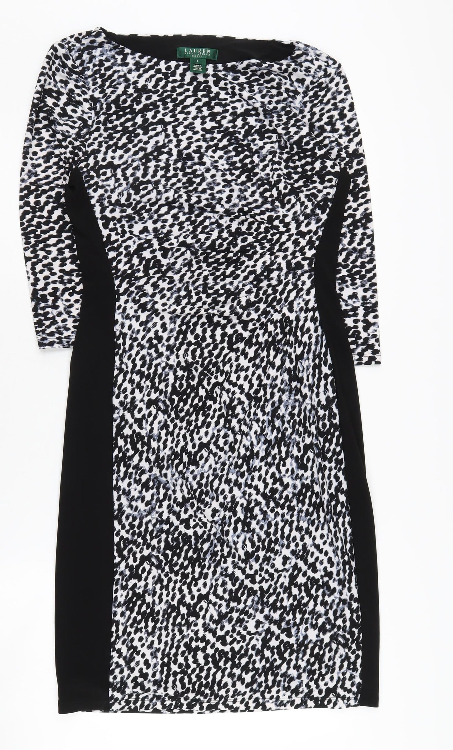 Lauren Ralph Lauren Women's Black White Print Sheath Dress