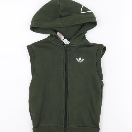 Adidas Boys Green Hooded Zip Jacket 3-4 Years