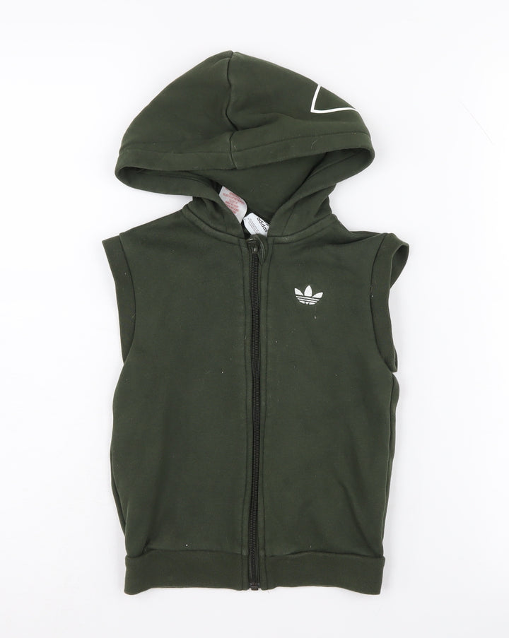 Adidas Boys Green Hooded Zip Jacket 3-4 Years