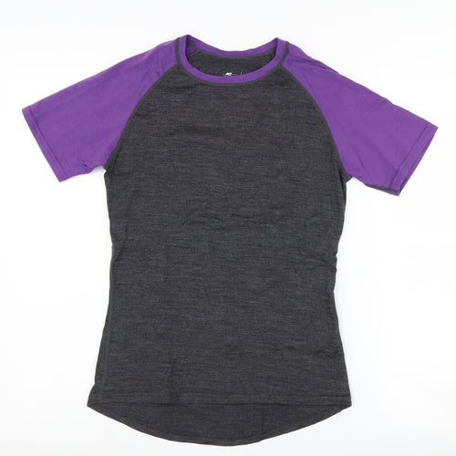 Crane Women's Purple Grey Merino Wool Colourblock T-Shirt