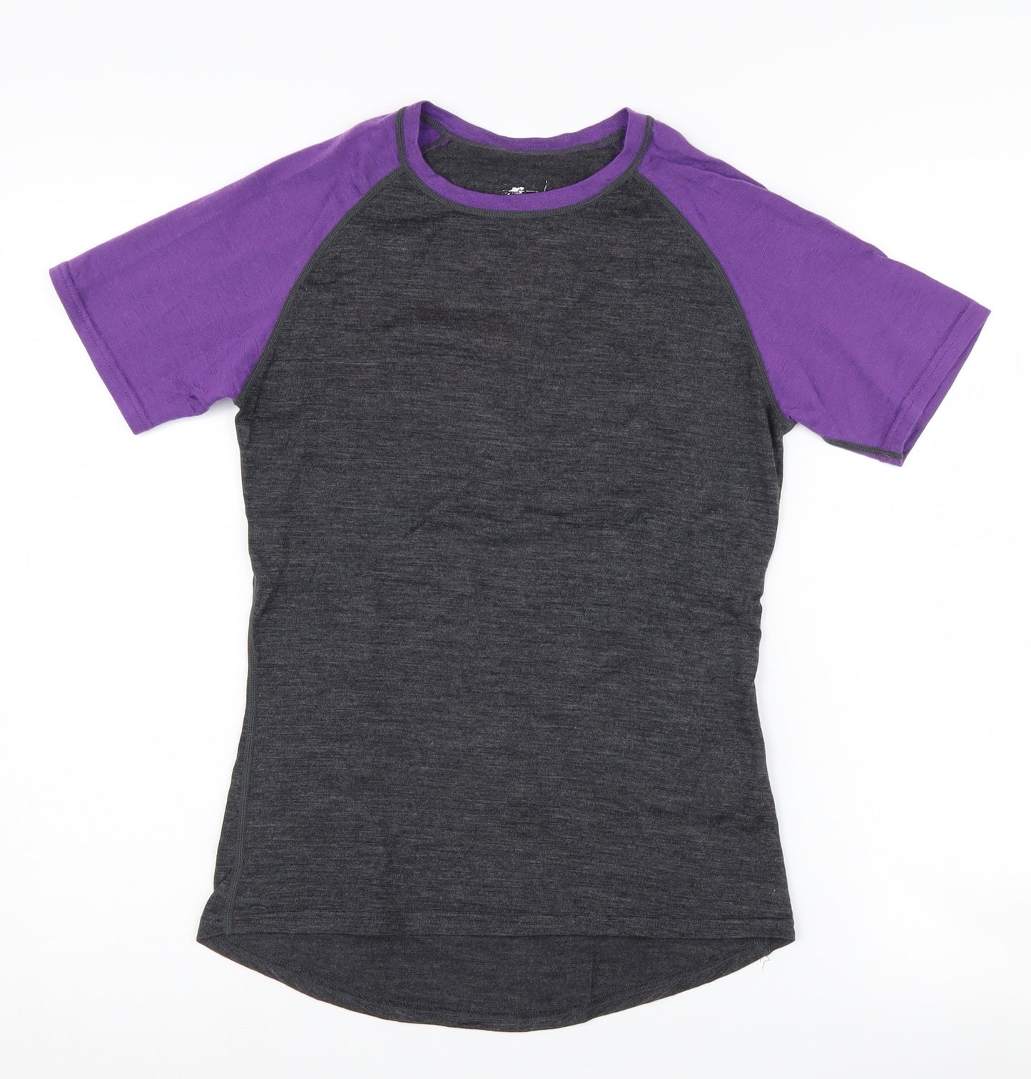 Crane Women's Purple Grey Merino Wool Colourblock T-Shirt