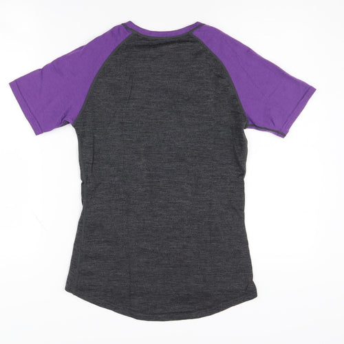 Crane Women's Purple Grey Merino Wool Colourblock T-Shirt