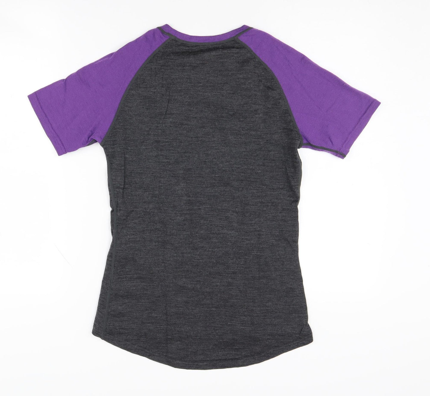 Crane Women's Purple Grey Merino Wool Colourblock T-Shirt